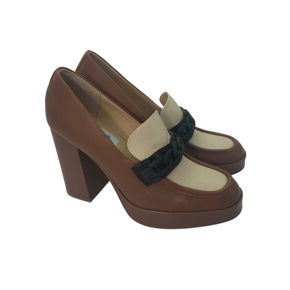Steve Madden 11 Rhylee Brown Color Block Heel Loafers Platform Preppy Old Money - Picture 3 of 15